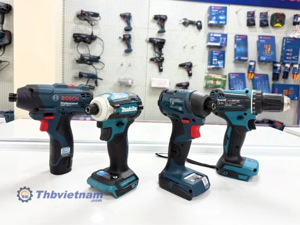 Máy bắn vít dùng pin đến từ thương hiệu Bosch và Makita.