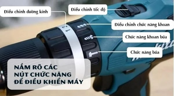 Các nút chức năng thường thấy trên khoan pin