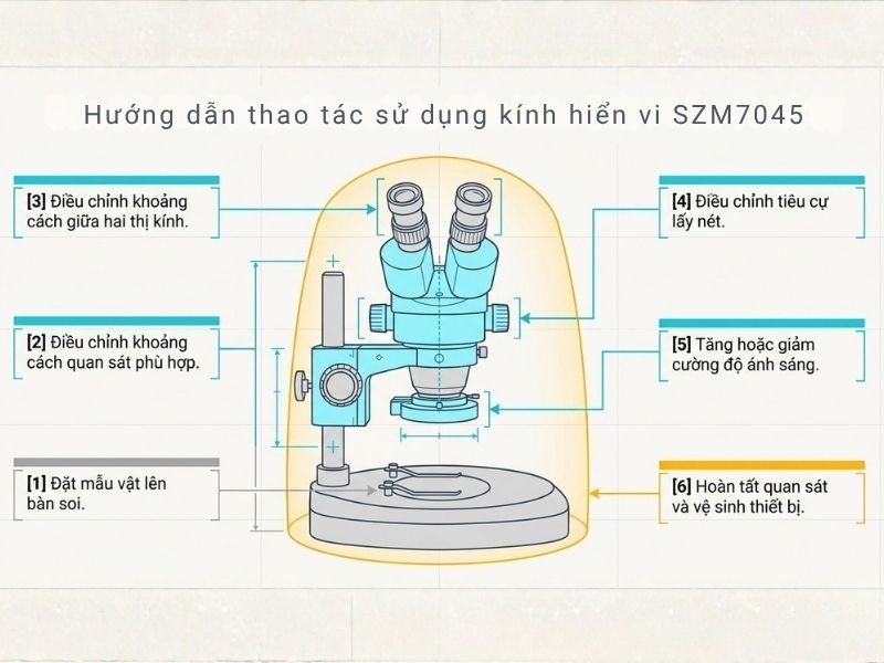 Hướng dẫn sử dụng SZM7045 để quan sát mẫu vật rõ nét hơn
