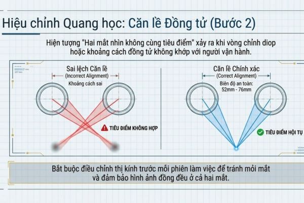 Căn chỉnh khoảng cách quan sát 2 mắt 52 - 76 mm