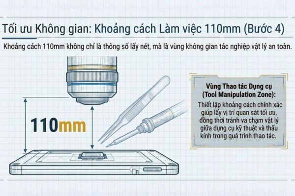 Điều chỉnh khoảng cách làm việc để lấy vị trí quan sát tối ưu