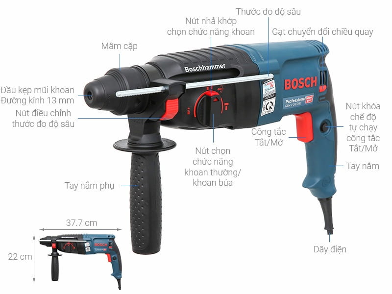 Cấu tạo của Bosch GBH 2-26 DRE