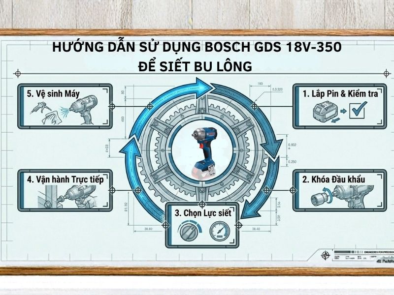 Hướng dẫn sử dụng Bosch GDS 18V-350 để siết bu lông